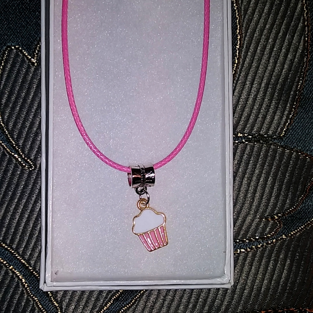New Cupcake necklace for women or kids pink